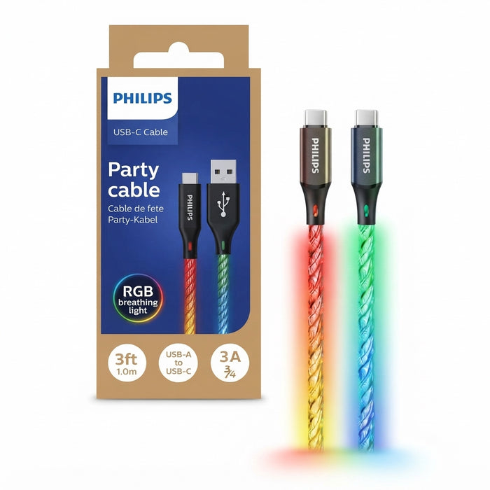 PHILIPS DLC5130C USB-C TO C CABLE BRAIDED RGB 60W 1M