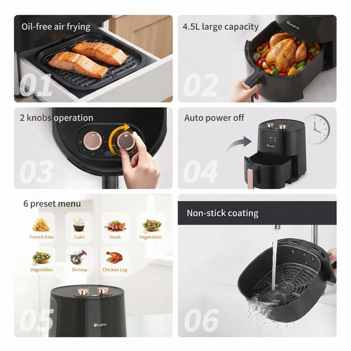 AIR FRYER 007 MECHANICAL MODEL W/10 COOKING SHEETS 3.5L BK BS