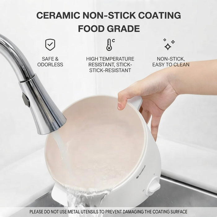 ELECTRIC COOKING POT 010 DOUBLE HANDLE WITH STEAMER 3L WHITE