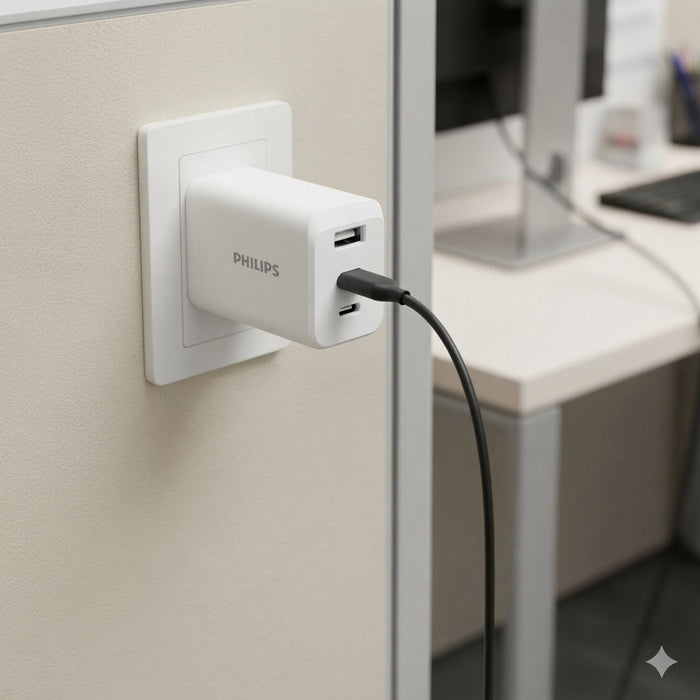PHILIPS DLP6331CW 65W WALL CHARGER 2 ROUND