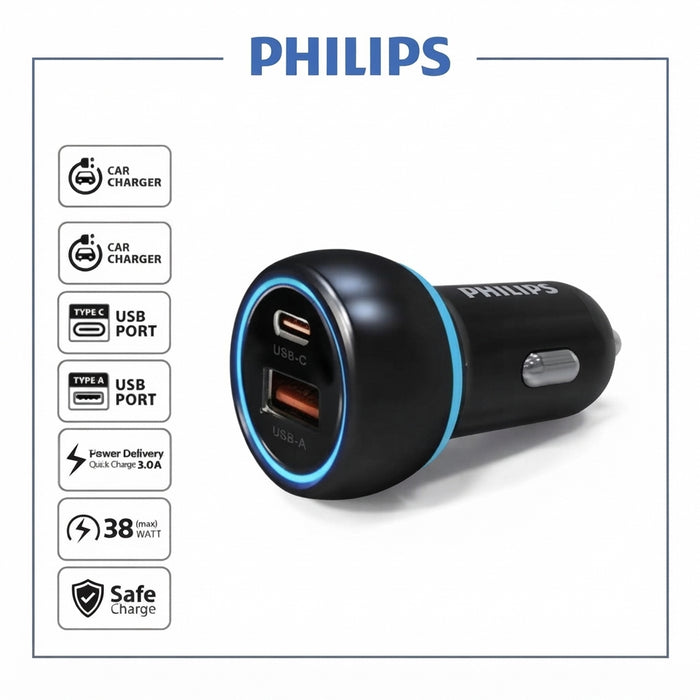 PHILIPS DLP 2552PB CAR CHARGER PD38W 2 OUTPUT
