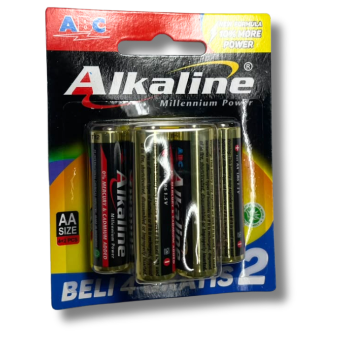 ABC BATTERY ALKALINE AA 4+2PCS
