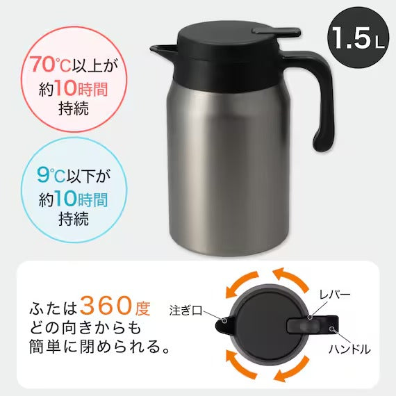 STAINLESS STEEL WIDE MOUTH TABLETOP POT 1.5L